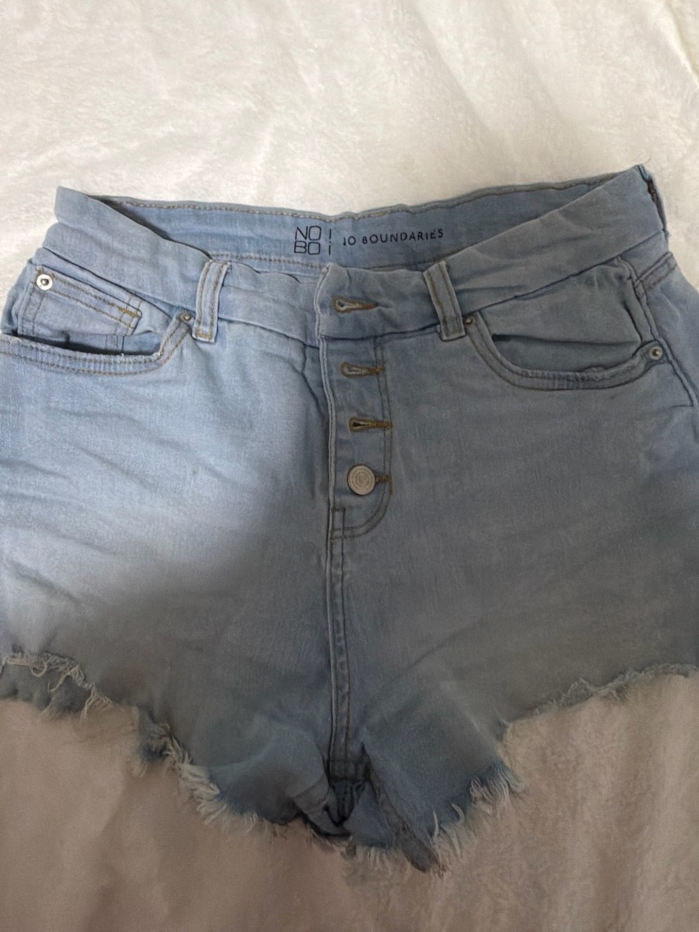 No Boundaries Light Blue High-Waist Distressed Denim Shorts
